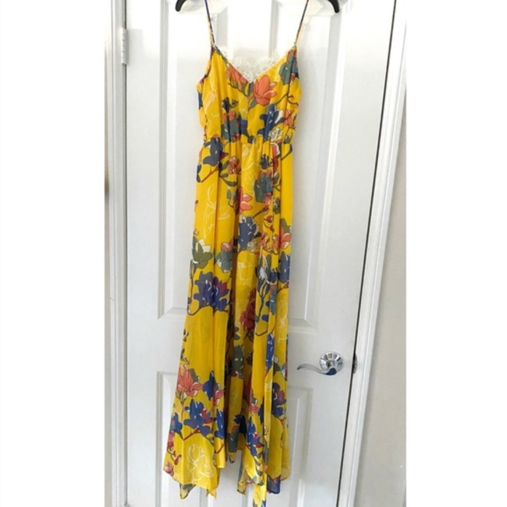 Liu Jo Yellow V-Neck Floral Maxi Dress